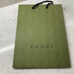 Gucci Green Signature Ornate Damask Embossed Paper Boutique Shopping Bag